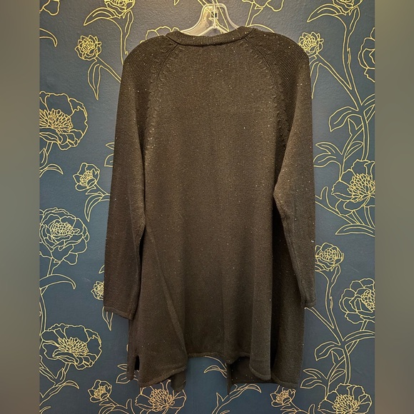 PLUS SIZE 1X open front SEQUIN sparkle cardigan J JILL black POCKETS NEW!!! - Picture 2 of 6